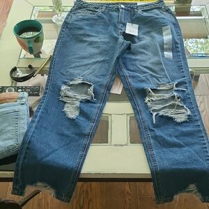 Distressed Blue Jeans